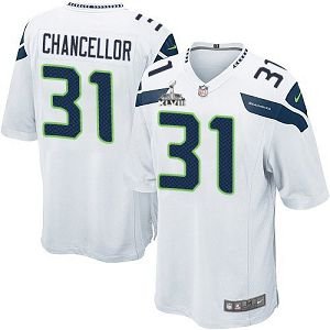 Seattle Seahawks Super Bowl XLVIII #31 Men's Kam Chancellor Game Road White Jersey