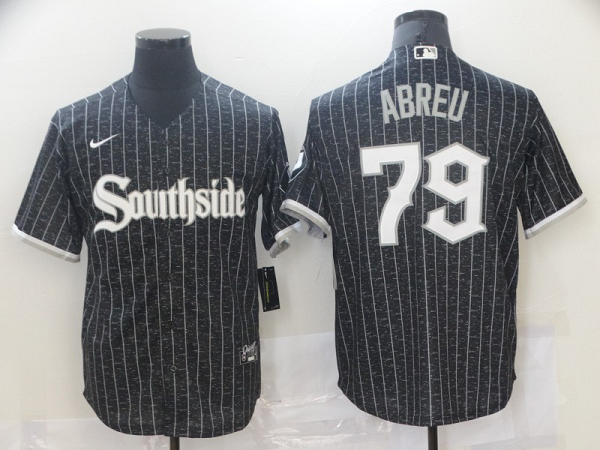 Men's Nike Chicago White Sox #79 Jose Abreu Black MLB 2021 City Connect Cool Base Jersey