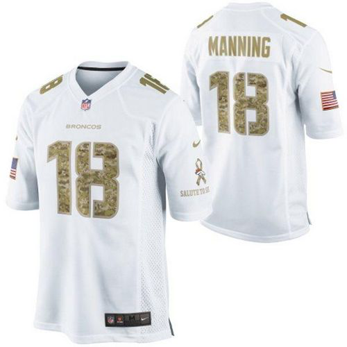 Nike Denver Broncos #18 Peyton Manning White Men's Stitched NFL Limited Salute to Service Jersey