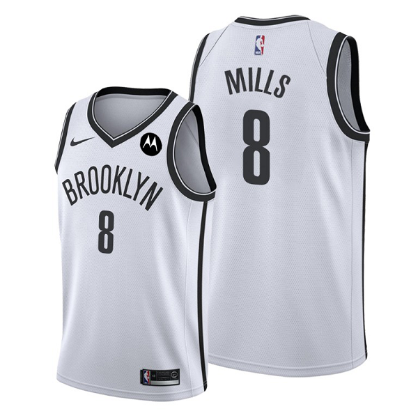 Men's Brooklyn Nets #8 Patty Mills 2021 Trade White Association Edition NBA Jersey