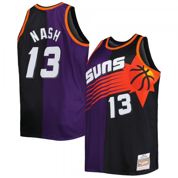 Men's Phoenix Suns Steve Nash Mitchell & Ness Purple/Black Big & Tall Hardwood Classics 1996/97 Split Swingman Jersey