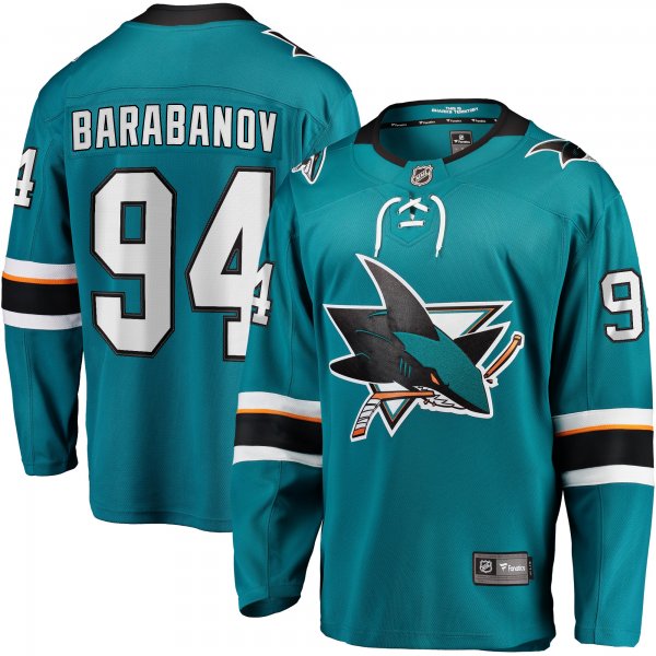 Men's San Jose Sharks Alexander Barabanov Fanatics Teal Home Breakaway Jersey