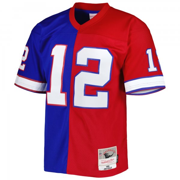 Men's Buffalo Bills Jim Kelly Mitchell & Ness Royal/Red 1990 Split Legacy Replica Jersey