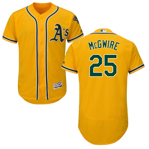 Oakland Athletics #25 Mark McGwire Gold Flexbase Collection Stitched MLB Jersey