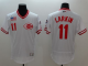 Cincinnati Reds #11 Barry Larkin White Flexbase Collection Cooperstown Stitched MLB Jersey