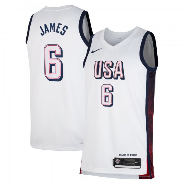 Unisex Men's USA Basketball #6 LeBron James Nike White 2024 Swingman Player Jersey