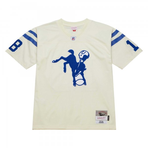 Men's Indianapolis Colts Peyton Manning Mitchell & Ness Cream Chainstitch Legacy Jersey