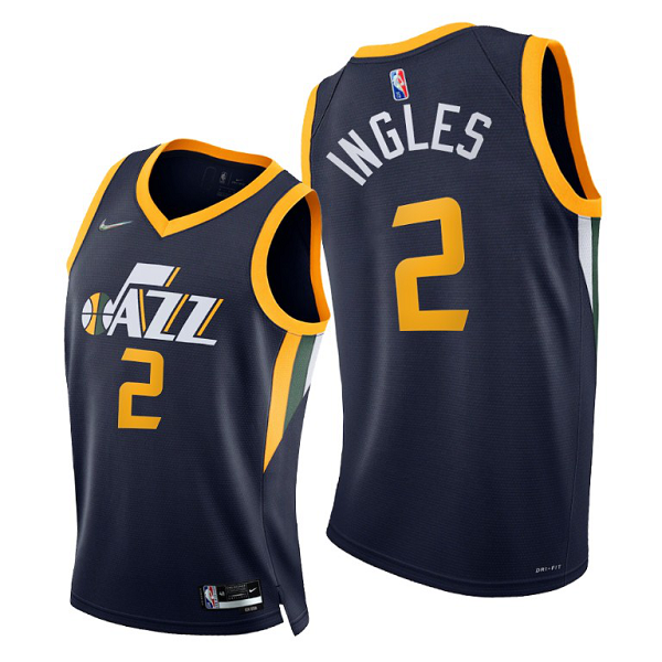 Men's Utah Jazz #2 Joe Ingles 2021-22 75th Diamond Anniversary Navy Icon Edition NBA Jersey