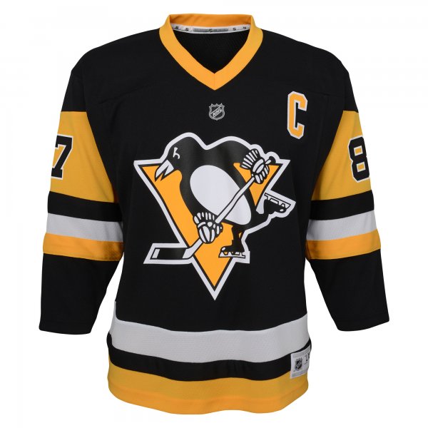 Youth Pittsburgh Penguins Sidney Crosby Black Captain Patch Home Replica Player Jersey