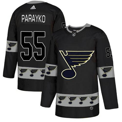 Adidas St. Louis Blues #55 Colton Parayko Black Team Logo Fashion Stitched NHL Jersey