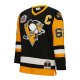 Men's Pittsburgh Penguins Mario Lemieux Mitchell & Ness Black Big & Tall 1991 Captain Patch Blue Line Player Jersey