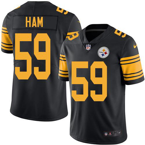 Nike Pittsburgh Steelers #59 Jack Ham Black Men's Stitched NFL Limited New Color Rush Jersey