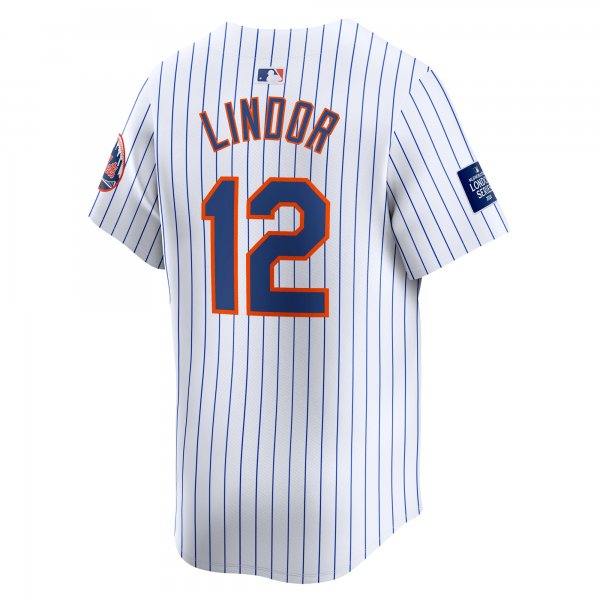 Men's New York Mets Francisco Lindor Nike White 2024 MLB World Tour London Series Home Limited Player Jersey