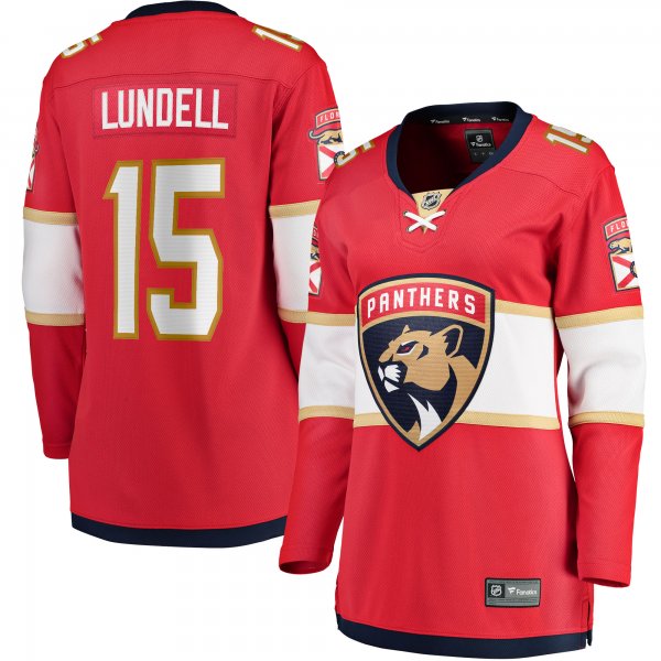 Women's Florida Panthers Anton Lundell Fanatics Red Home Breakaway Player Jersey