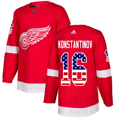 Adidas Detroit Red Wings #16 Vladimir Konstantinov Red Home USA Flag Stitched NHL Jersey