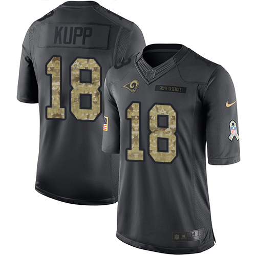 Nike Los Angeles Rams #18 Cooper Kupp Black Youth Stitched NFL Limited 2016 Salute to Service Jersey