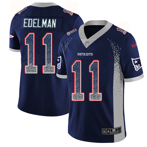 Men's New England Patriots #11 Julian Edelman Navy Blue Team Color Stitched NFL Limited Rush Drift Fashion Jersey