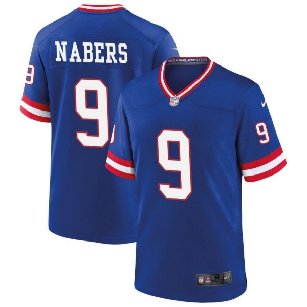 Men's New York Giants #9 Malik Nabers Nike Royal Classic 2024 NFL Draft First Round Pick Player Limited Jersey