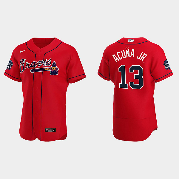 Ronald Acuna Jr. Atlanta Braves 2021 World Series MLB Flexbase Jersey - Red