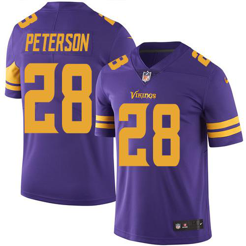 Nike Minnesota Vikings #28 Adrian Peterson Purple Men's Stitched NFL Limited New Color Rush Jersey