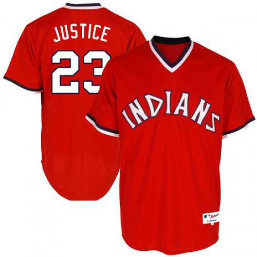 Men's Cleveland Indians #23 David Justice Red Turn Back the Clock MLB Majestic Jersey