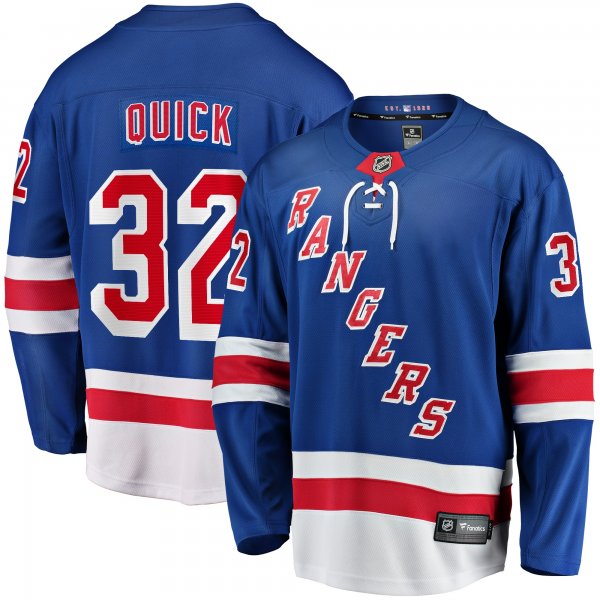 Men's New York Rangers Jonathan Quick Fanatics Blue Home Breakaway Jersey