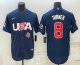 Men's USA Baseball #8 Trea Turner 2023 Navy World Baseball Classic Stitched Jersey