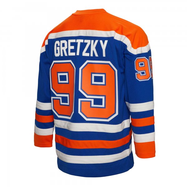 Men's Edmonton Oilers Wayne Gretzky Mitchell & Ness Royal Big & Tall 1986 Captain Patch Blue Line Player Jersey