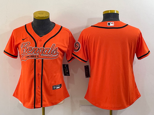 Women's Cincinnati Bengals Blank Orange Stitched Baseball Cool Base Jersey