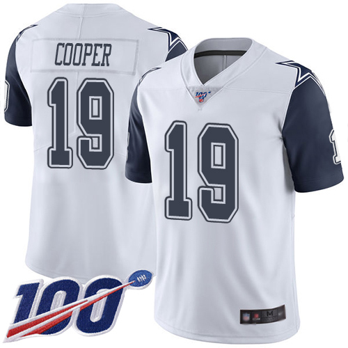 Dallas Cowboys #19 Amari Cooper White Men's Stitched NFL Limited Rush 100th Season Jersey