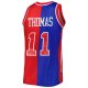 Men's Detroit Pistons Isiah Thomas Mitchell & Ness Blue/Red Hardwood Classics 1988/89 Split Swingman Jersey