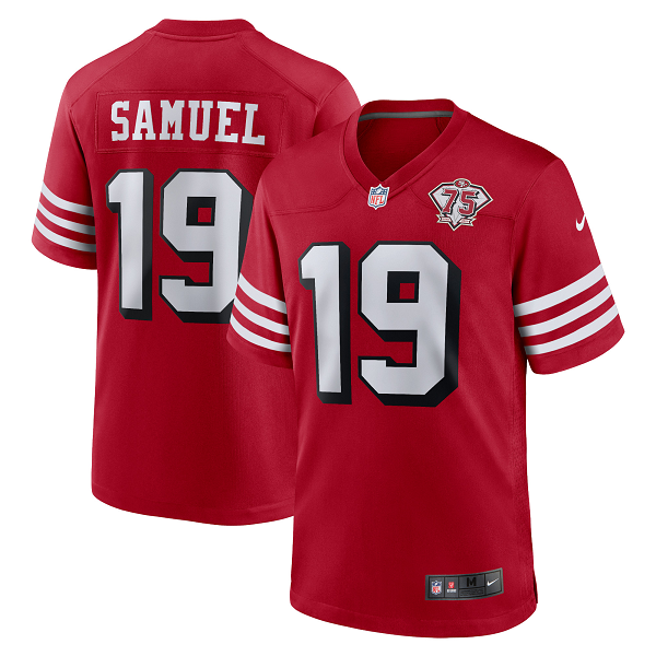 Men's San Francisco 49ers #19 Deebo Samuel Nike Scarlet 75th Anniversary Alternate Limited Player Jersey