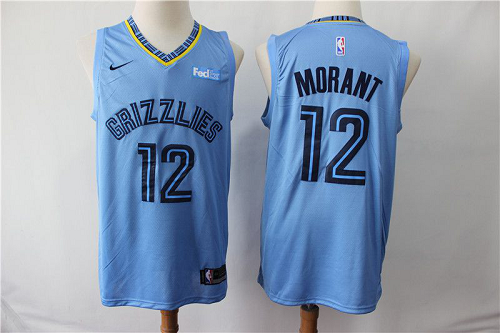 Men's Nike Memphis Grizzlies #12 Ja Morant Light Blue 2019 NBA Draft First Round Pick Icon Edition Swingman Jersey