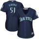 Seattle Mariners #51 Ichiro Suzuki Navy Blue Alternate Women's Stitched MLB Jersey