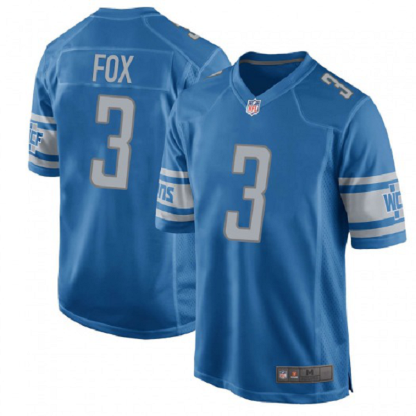 Nike Men's Detroit Lions #3 Jack Fox Game Blue Team Color Jersey