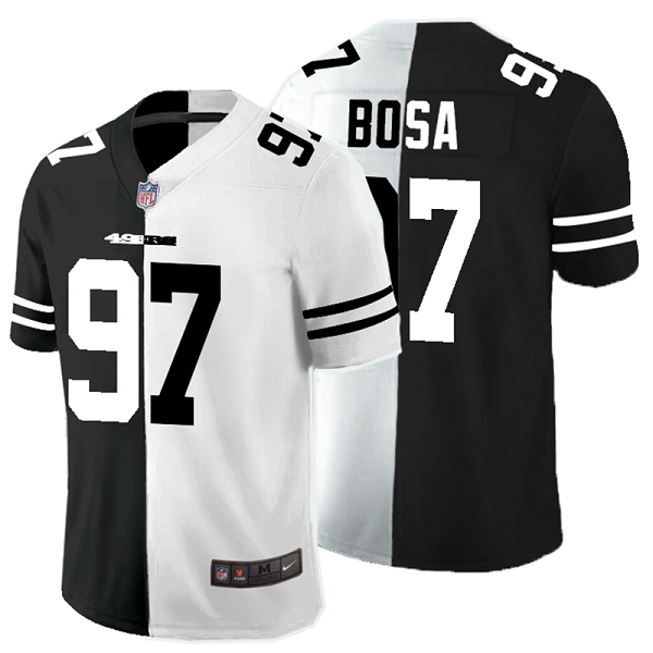 Men's Nike NFL San Francisco 49ers #97 Nick Bosa Black White Peaceful Coexisting Split 2020 Vapor Untouchable Stitched Limited Jersey