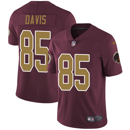 Men's Washington Redskins #85 Vernon Davis Limited Alternate Burgundy Red NFL Vapor Untouchable 80th Anniversary Jersey