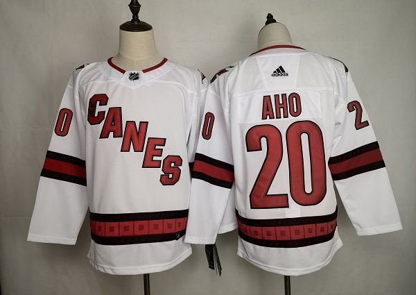 Men's Adidas Carolina Hurricanes #20 Sebastian Aho 2019-20 Away Player White Jersey