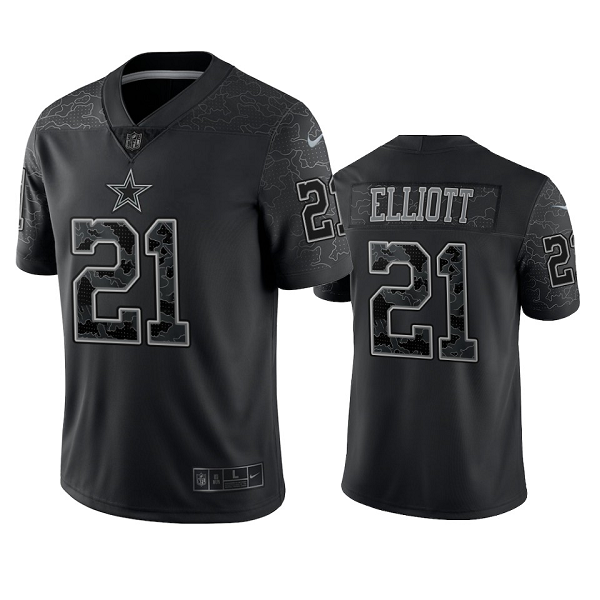 Dallas Cowboys Ezekiel Elliott Black Reflective Limited Jersey #21