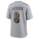 Men's Baltimore Ravens Lamar Jackson Nike Gray Atmosphere Fashion Game Jersey