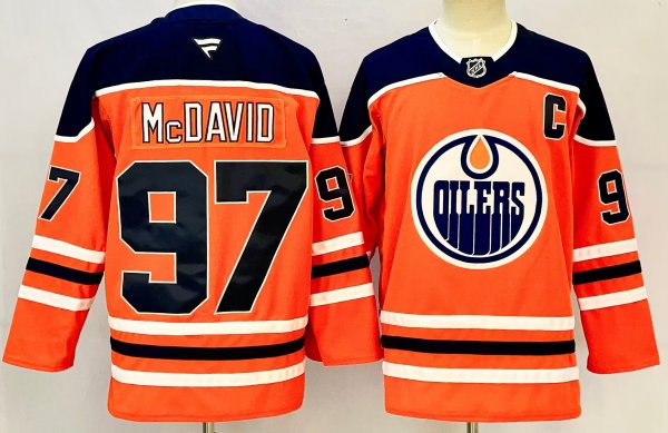 Men's #97 Connor McDavid Edmonton Oilers Orange And Black City Edition Jersey