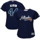 Atlanta Braves #44 Hank Aaron Navy Blue Alternate Women's Stitched MLB Jersey