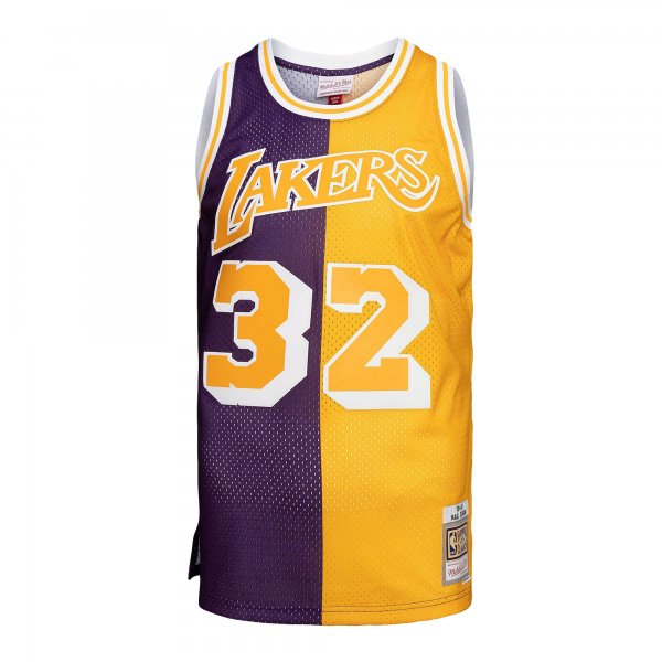 Men's Los Angeles Lakers Mitchell & Ness Purple/Gold Big & Tall Hardwood Classics 1984/85 Split Swingman Jersey