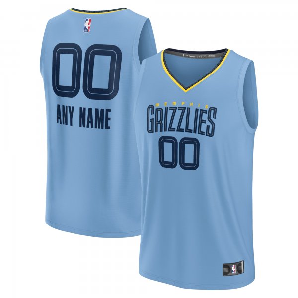 Men's Memphis Grizzlies Fanatics Light Blue Custom Fast Break Jersey - Statement Edition