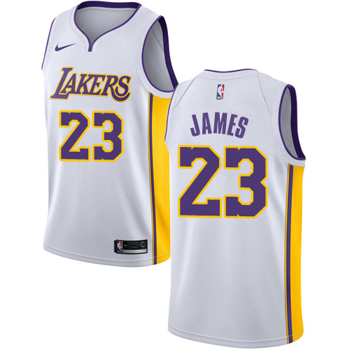 Nike Los Angeles Lakers #23 LeBron James White Youth NBA Swingman Association Edition Jersey