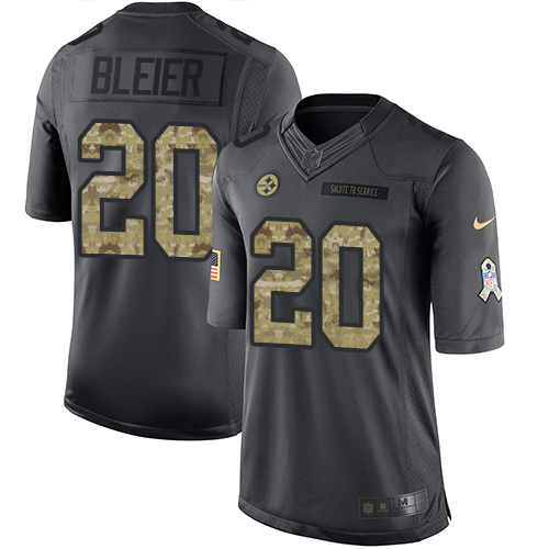 Men's Nike Pittsburgh Steelers #20 Rocky Bleier Black Stitched NFL Limited 2016 Salute to Service Jersey