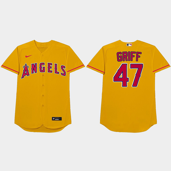 Griffin Canning Nickname Angels 2021 Players Weekend Griff Gold Men's Jersey