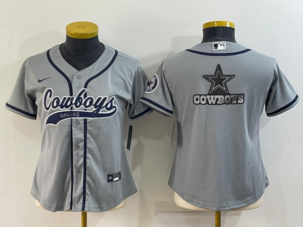 Women's Dallas Cowboys Blank Grey Stitched Baseball Cool Base Jersey