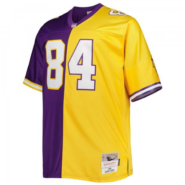 Men's Minnesota Vikings Randy Moss Mitchell & Ness Purple/Gold Big & Tall Split Legacy Retired Player Replica Jersey