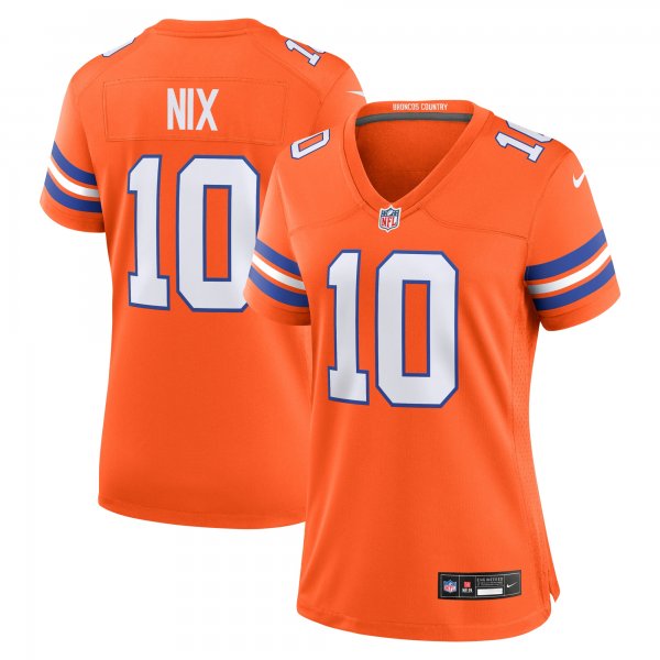 Women's Denver Broncos #10 Bo Nix Nike Orange Mile High Collection 1977 Throwback Player Jersey